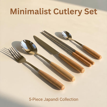 5-Piece Wood Handle Flatware Set