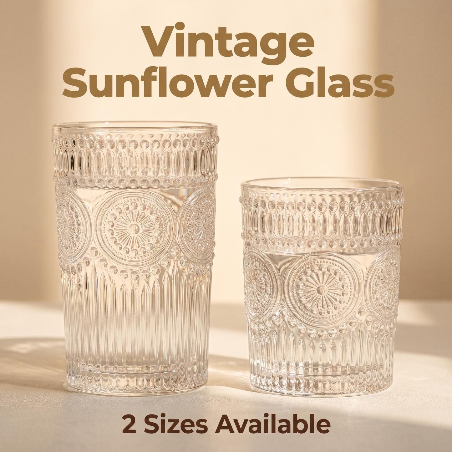 Embossed Sunflower Glass Tumbler