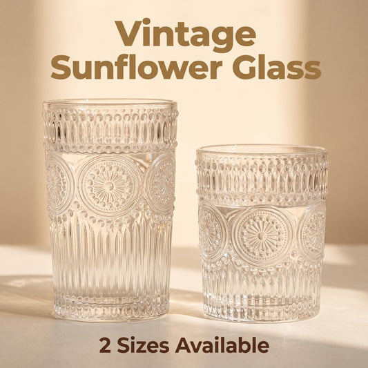 Embossed Sunflower Glass Tumbler