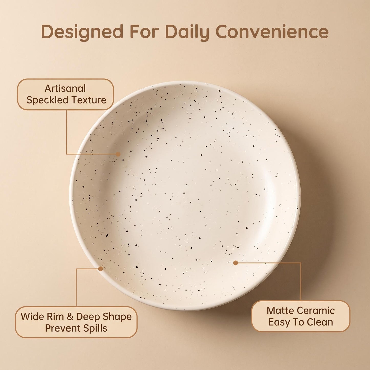 Speckled Matte Ceramic Bowl Plate