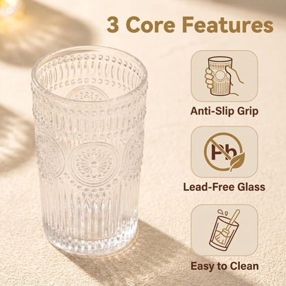 Embossed Sunflower Glass Tumbler