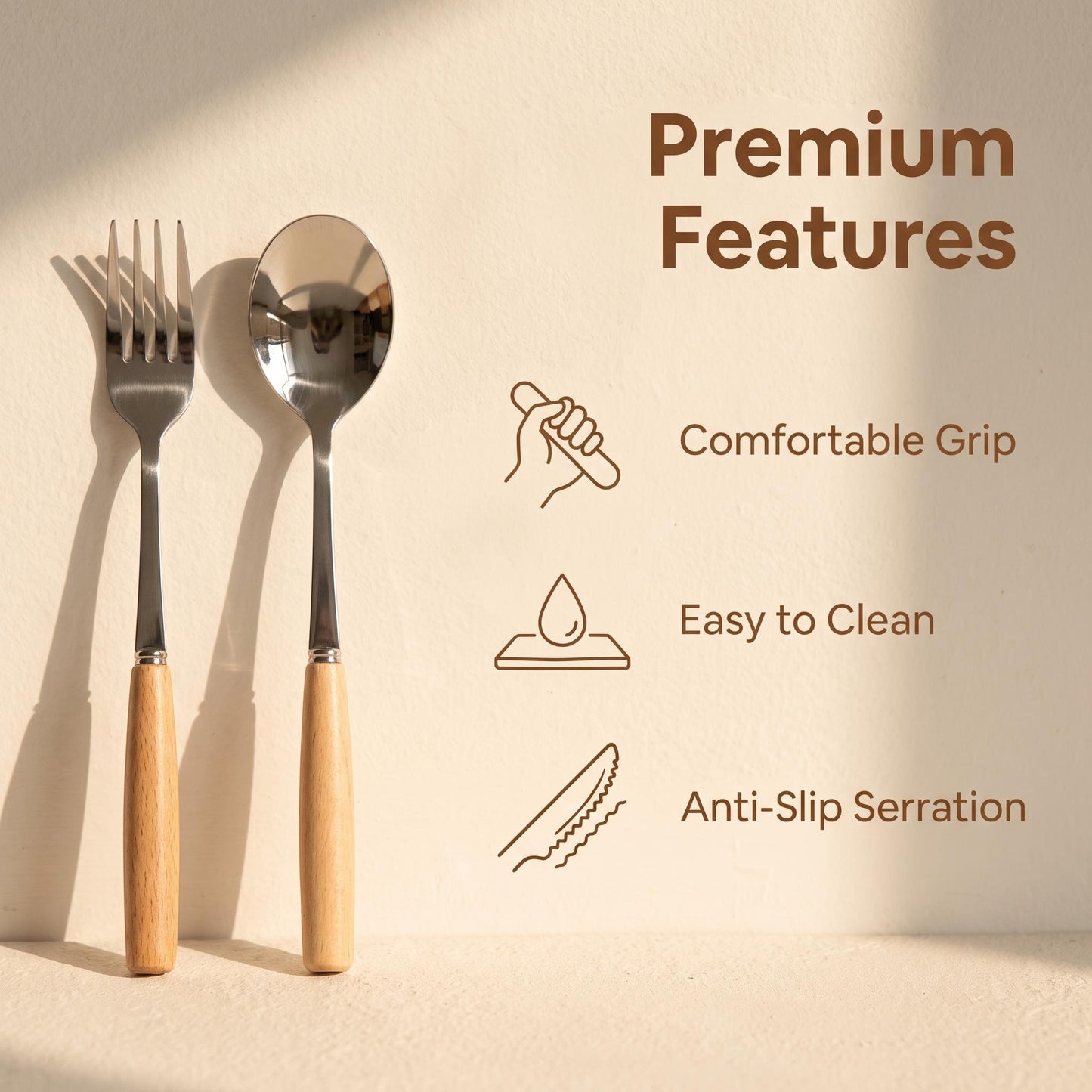 5-Piece Wood Handle Flatware Set