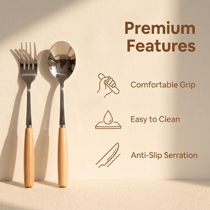 5-Piece Wood Handle Flatware Set