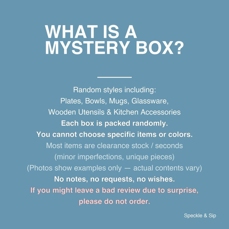 Artisanal Hand Fired Tableware Mystery Blind Box, Clearance One-Of-A-Kind Pieces Random Delivery, No Returns or Exchanges