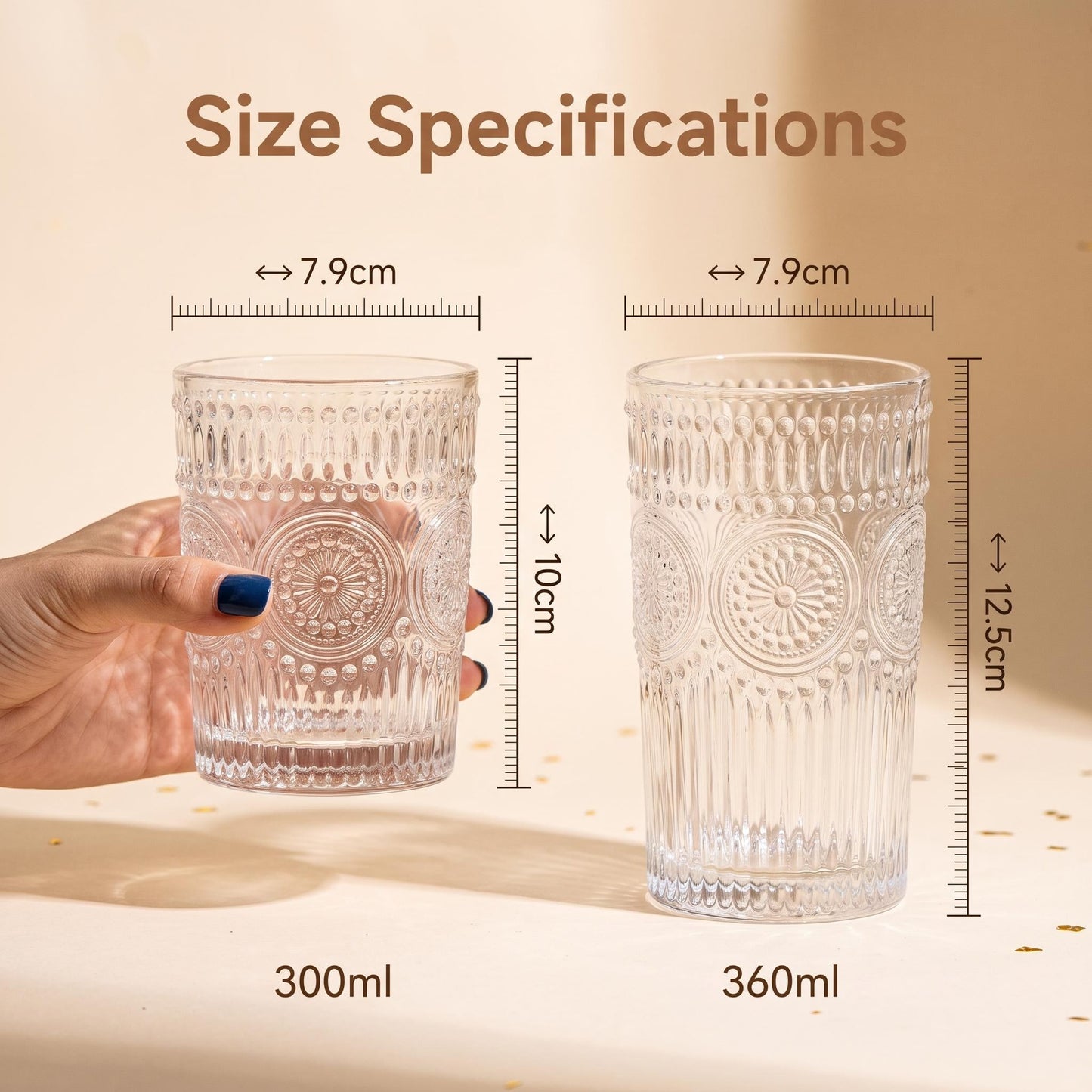 Embossed Sunflower Glass Tumbler