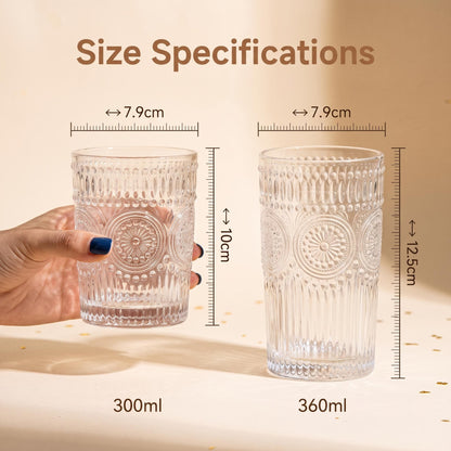 Embossed Sunflower Glass Tumbler