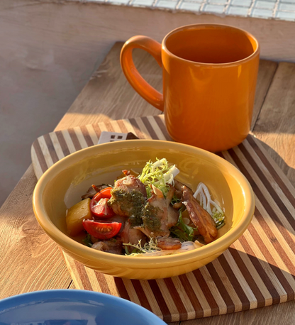 Handmade High-Fired Stoneware Chubby Yogurt Bowl | Vibrant Glossy Ceramic Salad Bowl