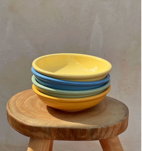 Handmade High-Fired Stoneware Chubby Yogurt Bowl | Vibrant Glossy Ceramic Salad Bowl