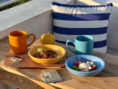 Handmade High-Fired Stoneware Chubby Yogurt Bowl | Vibrant Glossy Ceramic Salad Bowl