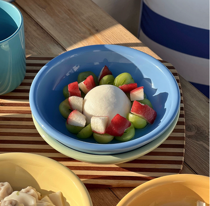 Handmade High-Fired Stoneware Chubby Yogurt Bowl | Vibrant Glossy Ceramic Salad Bowl