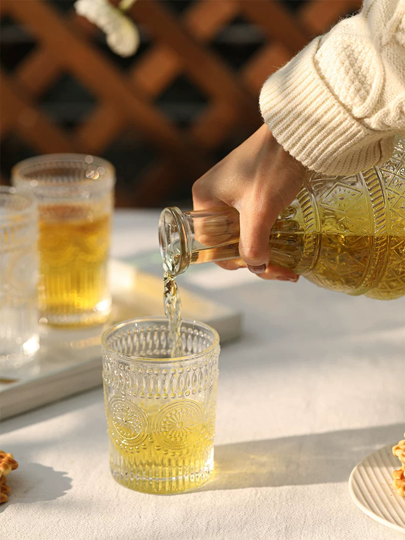 Embossed Sunflower Glass Tumbler