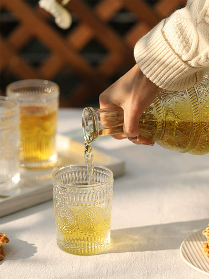 Embossed Sunflower Glass Tumbler